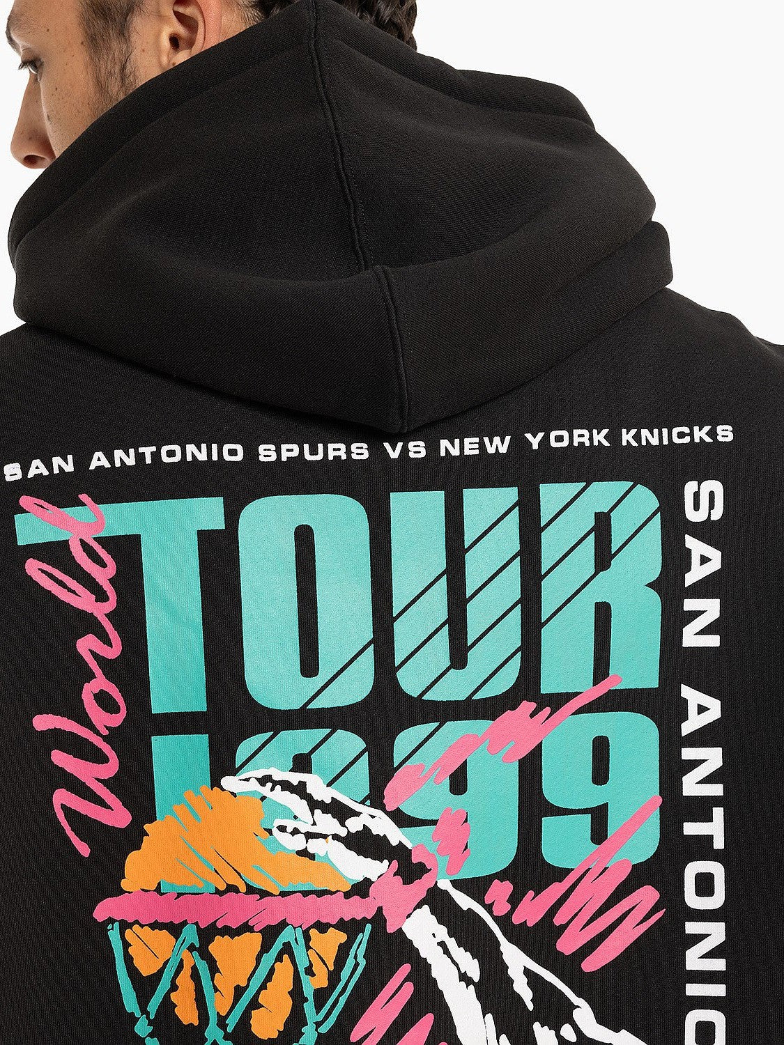 Mitchell And Ness 1999 Spurs World Tour Hoodie - Black