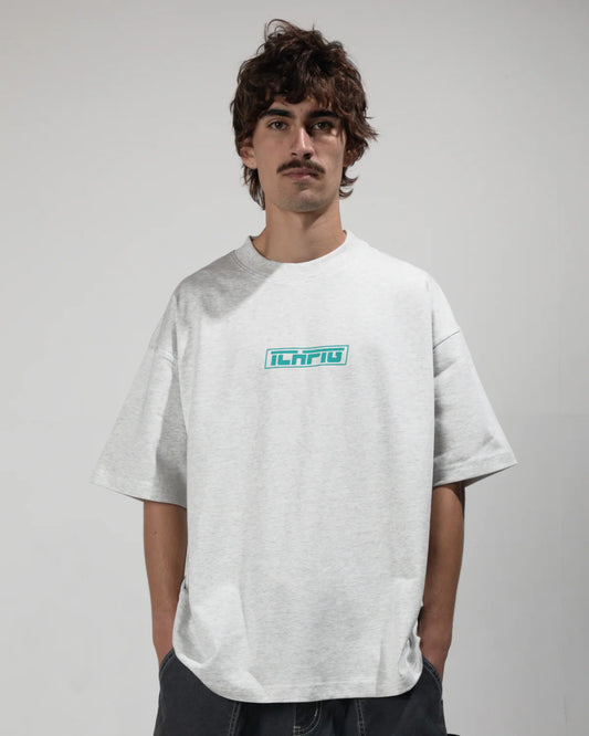 Ichpig Strike Logo Tee - White Marle/Teal