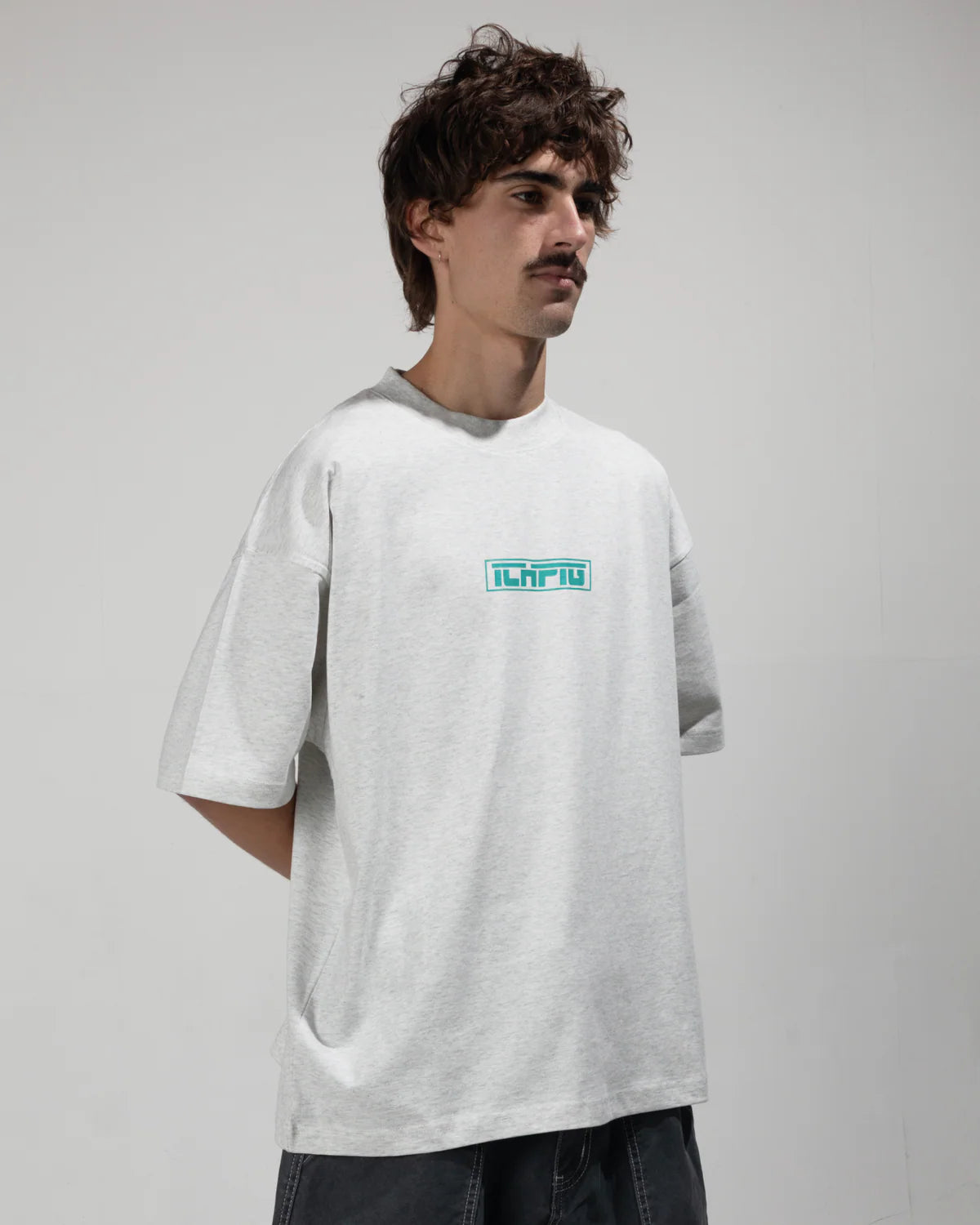 Ichpig Strike Logo Tee - White Marle/Teal