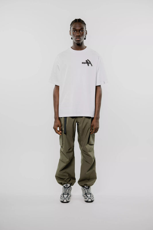 Elliker Rill Charcoal Print S/S Tee - White