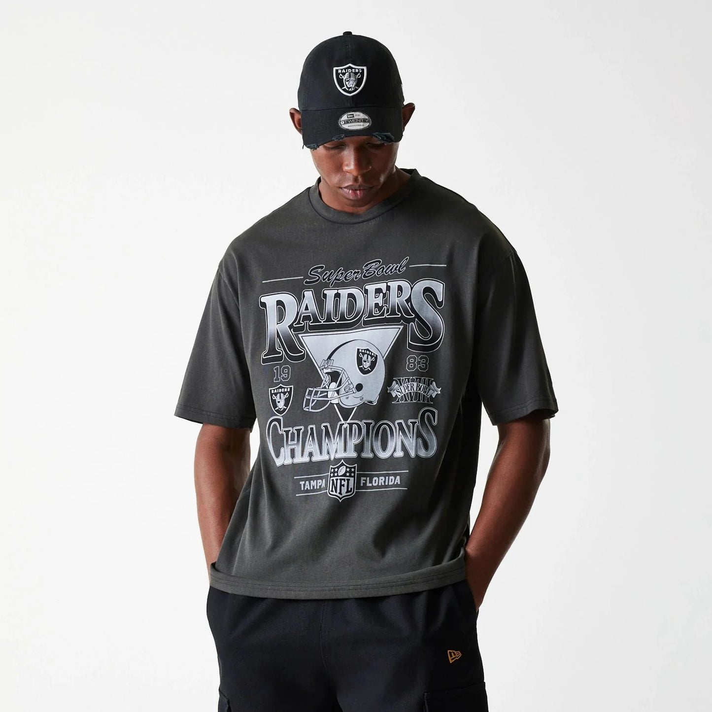 New Era NFL Washed Super Bowl Oversized T-Shirt Las Vegas Raiders - Grey