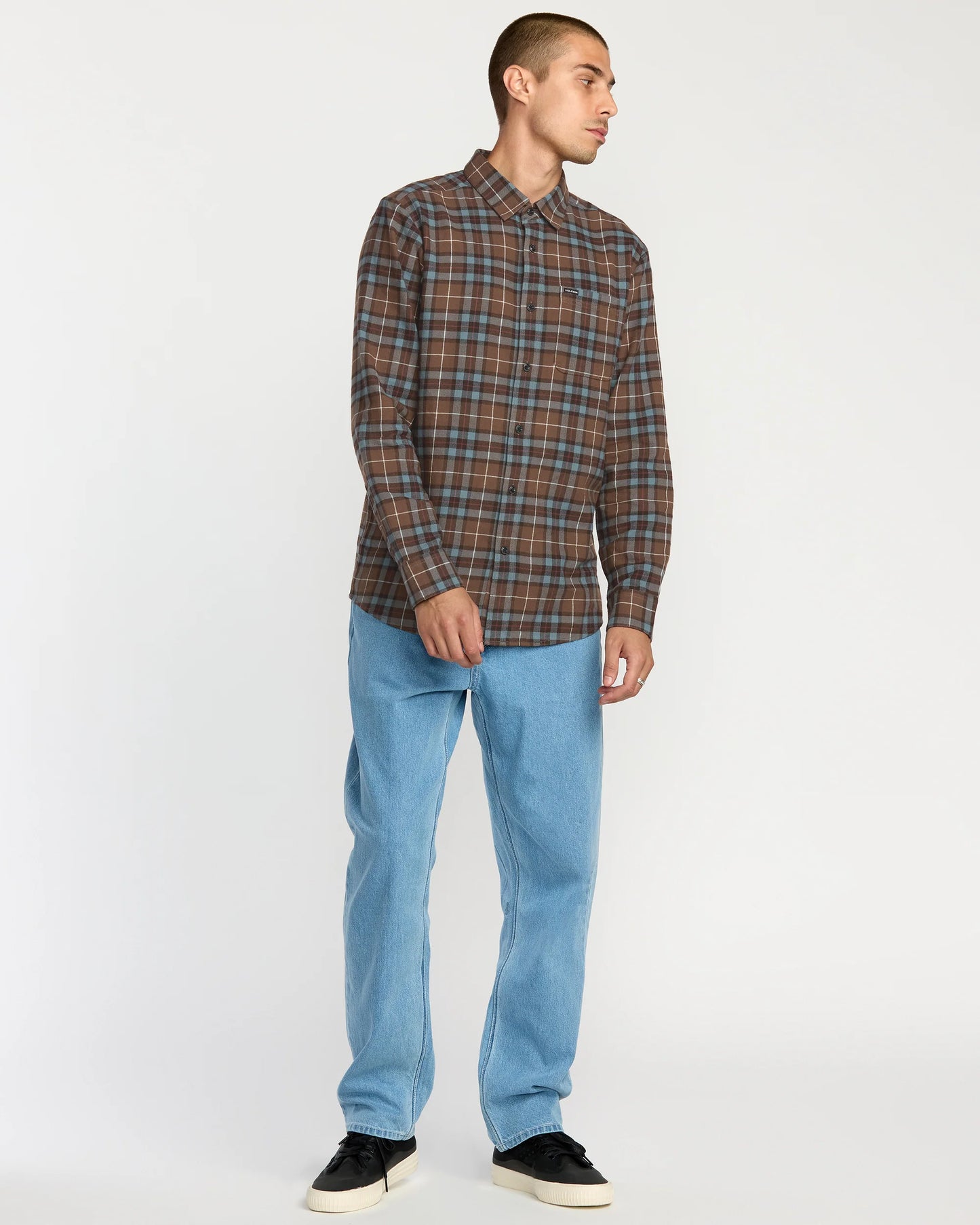 Caden Plaid Flannel Shirt - Brownstone