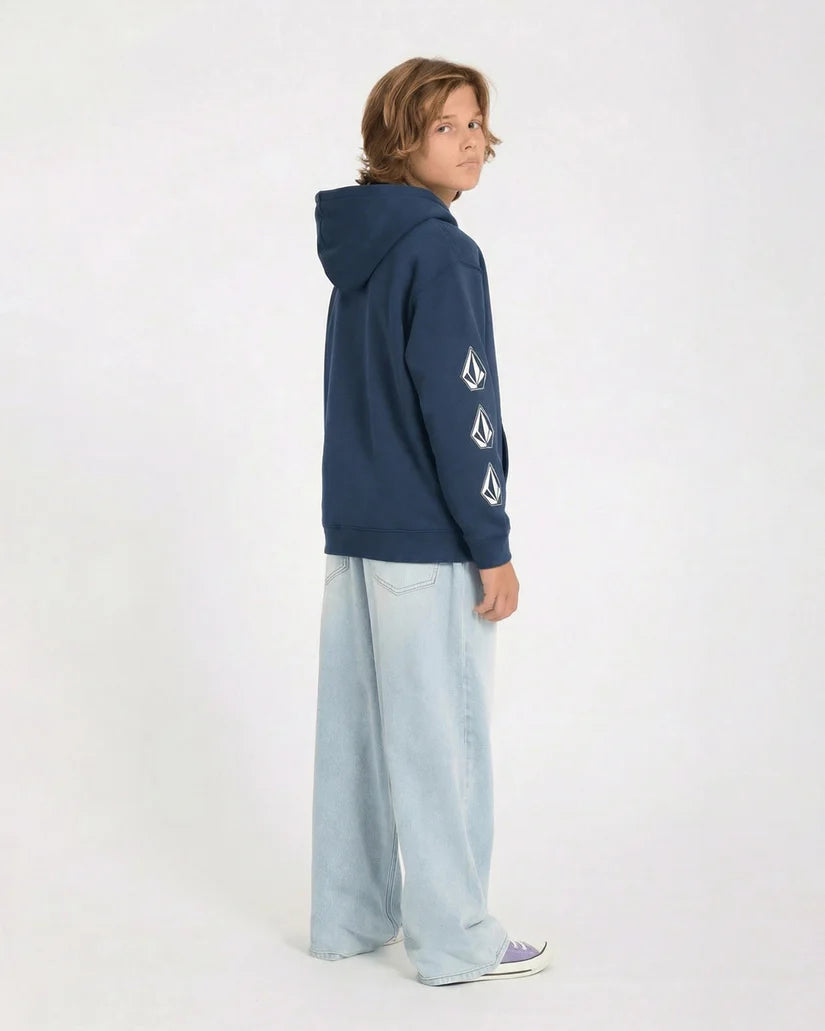 Youth Iconic Stone Gid Zip Hoodie - Dust Bowl Indigo