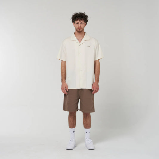 Crate Script Cuban Collar SS Shirt - Tofu