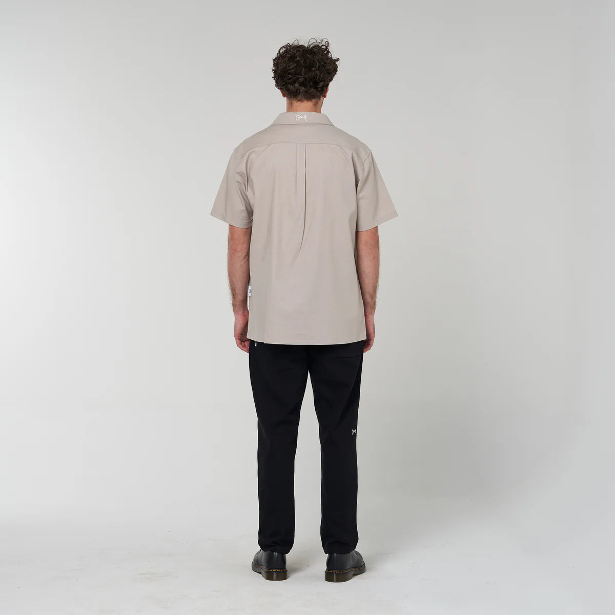 Crate Script Cuban Collar SS Shirt - Grey