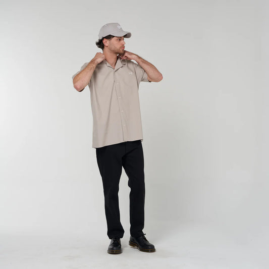 Crate Script Cuban Collar SS Shirt - Grey