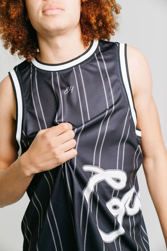 Side Script Basketball Singlet - Black