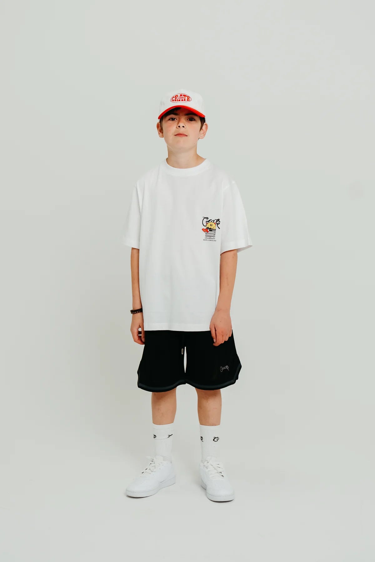 Kids Vinyl Have A Crate Day Box Fit Tee - White