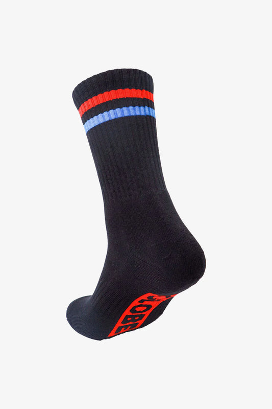 Globe Singles Crew Sock - Black/Blue Stripe