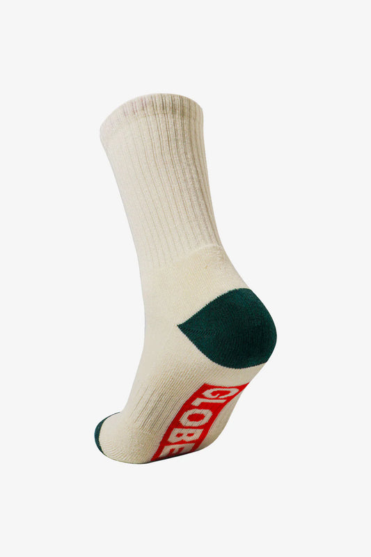 Globe Singles Crew Sock - Natural/Dark Green