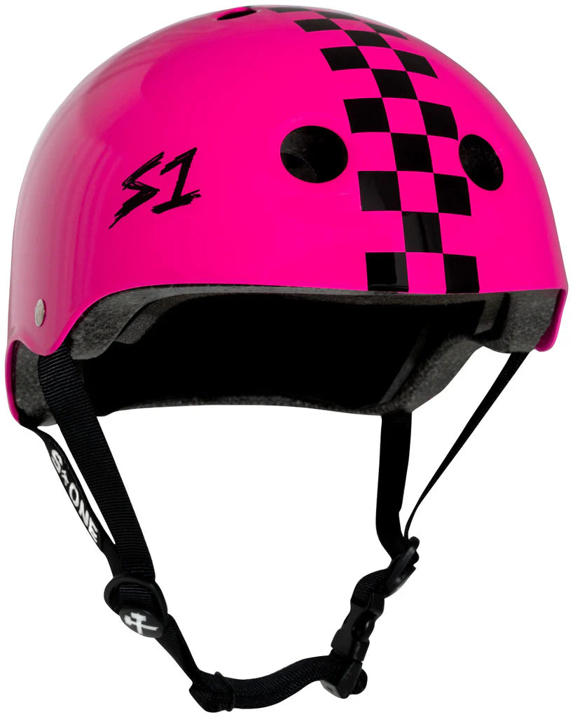 S1 Lifer Helmet - Pink Gloss W Black Check