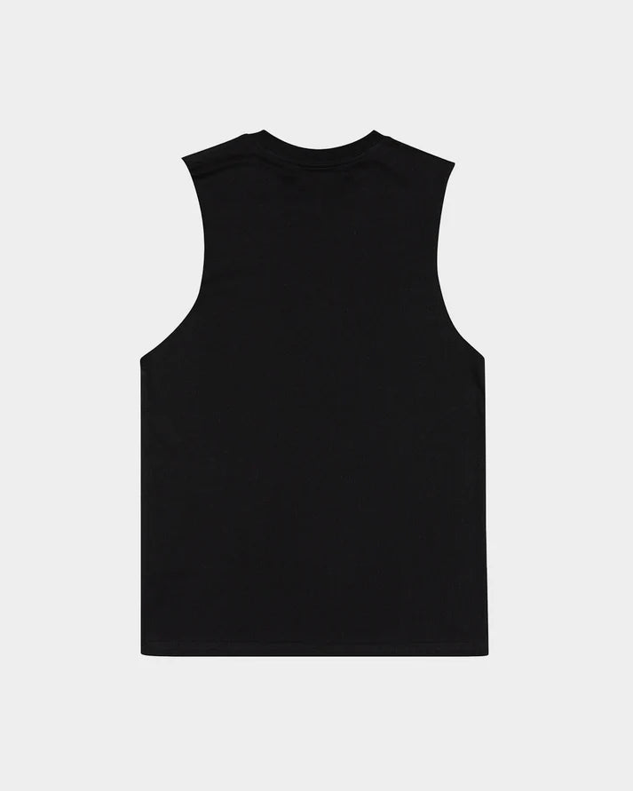 Youth Santa Flamed Ringed Dot Front Muscle Tee - Black