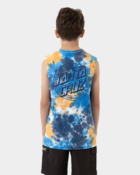 Youth Santa Cruz Industrial Dot Mono Muscle - Blue Tie Dye