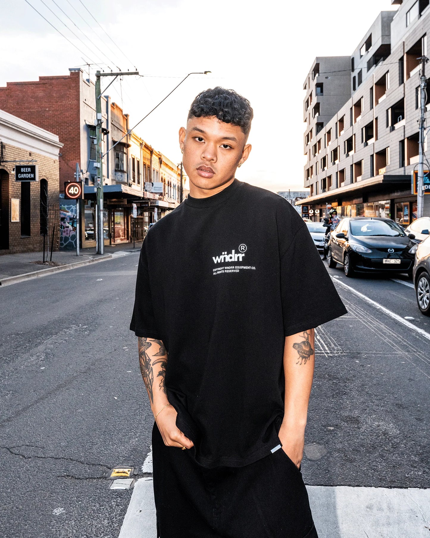 Wndrr Represent Heavyweight Tee - Black