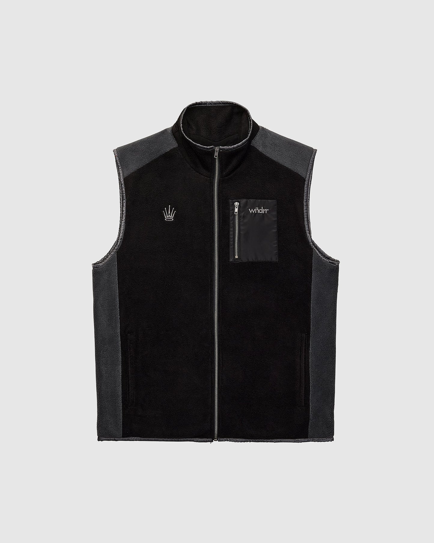 Wndrr Accent Polar Fleece Vest - Black/Grey