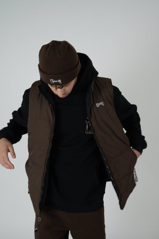 Carte Reversible Puffer Vest - Black/Dark Brown