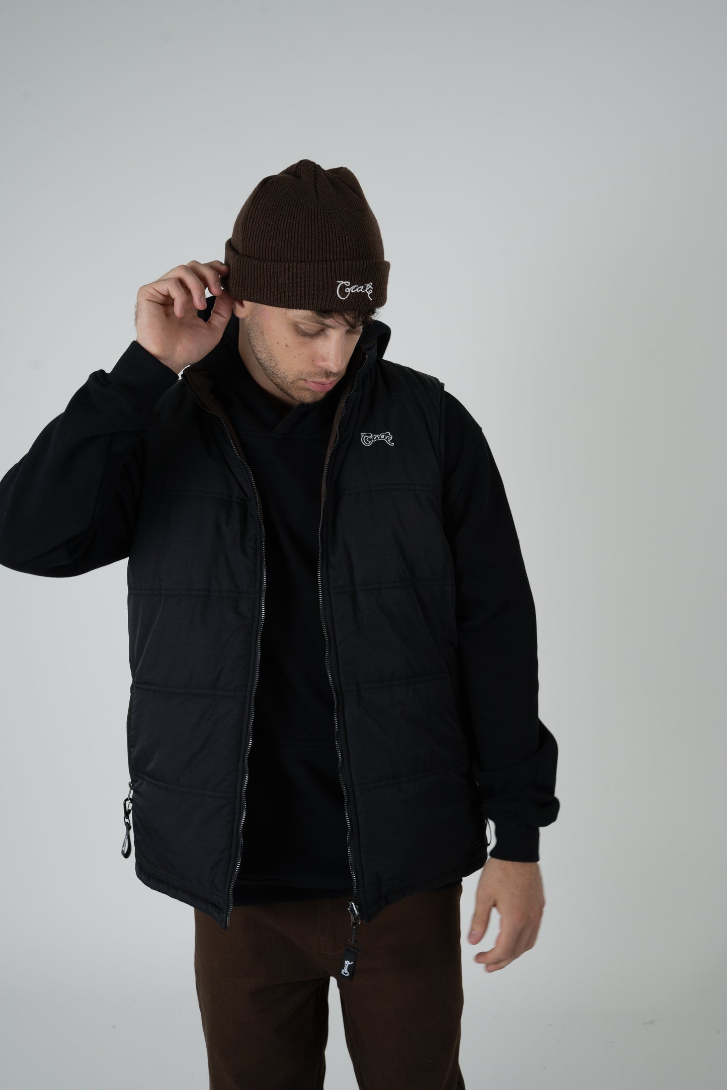 Carte Reversible Puffer Vest - Black/Dark Brown