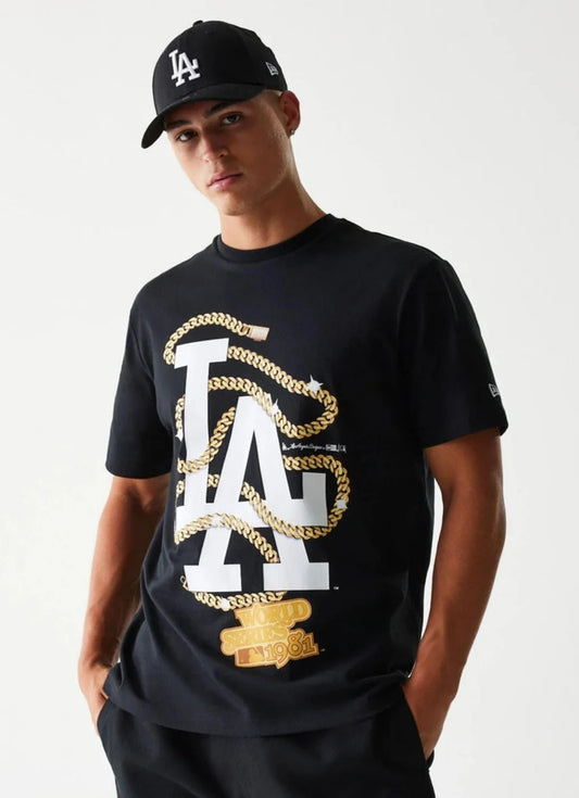 MLB Chain Los Angeles Dodgers Oversized T-Shirt - Black