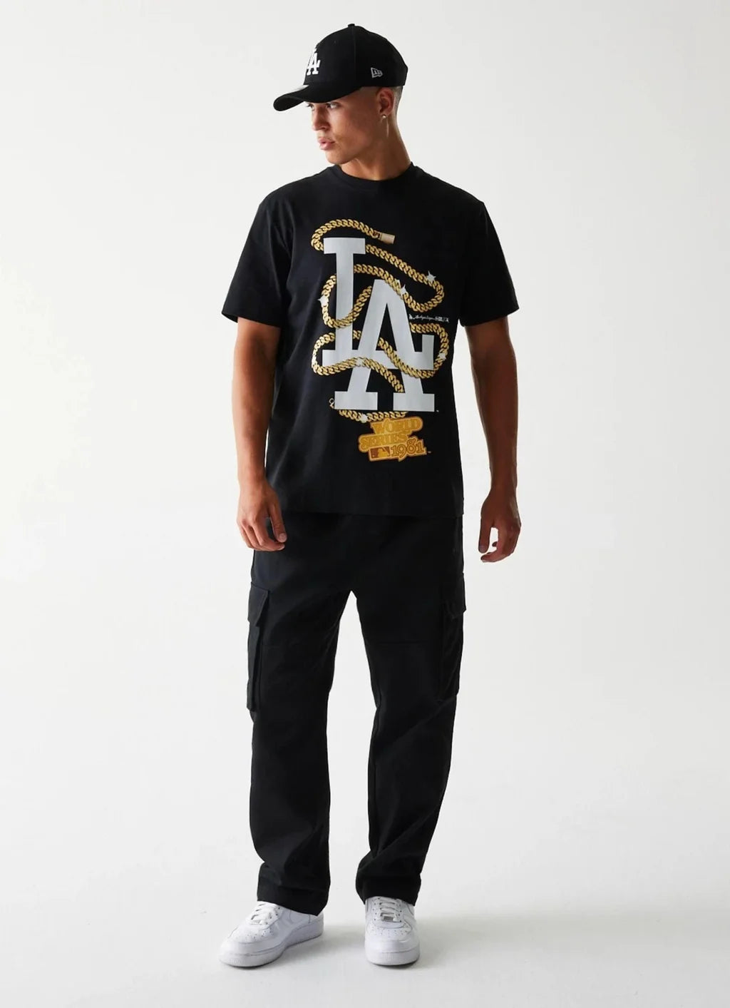 MLB Chain Los Angeles Dodgers Oversized T-Shirt - Black