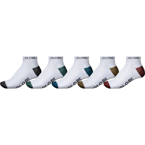 Globe Ingles Ankle Sock 5 Pack - White 7-11