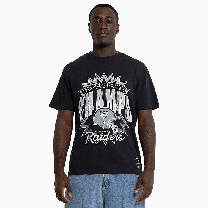 Mitchell And Ness Los Angeles Raiders Superbowl Champs Tee - Faded Black