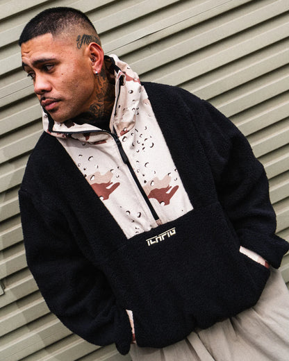 Ichpig 1/2 Zip Hood - Black/Desert