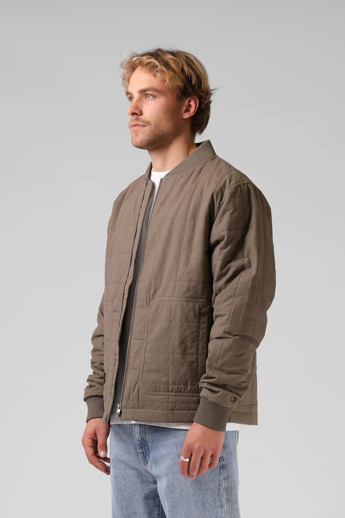 Quilted Bomber - Olive