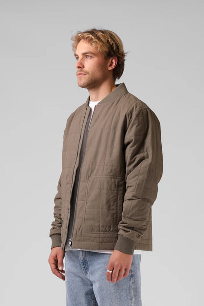 Quilted Bomber - Olive