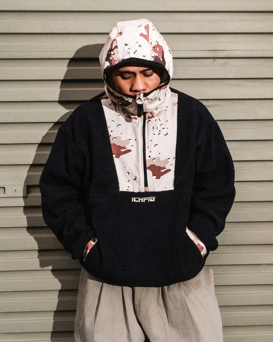 Ichpig 1/2 Zip Hood - Black/Desert
