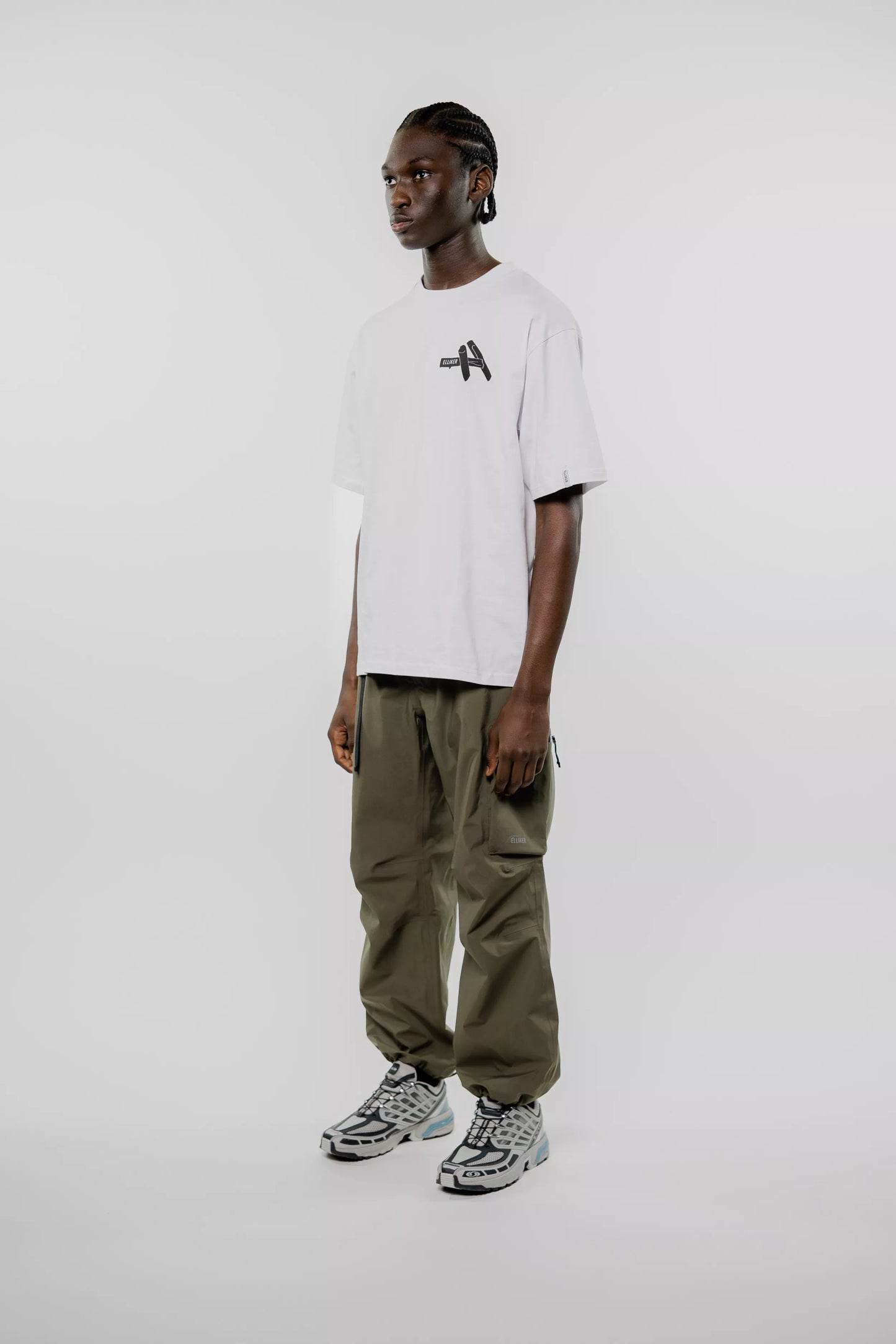 Elliker Rill Charcoal Print S/S Tee - White