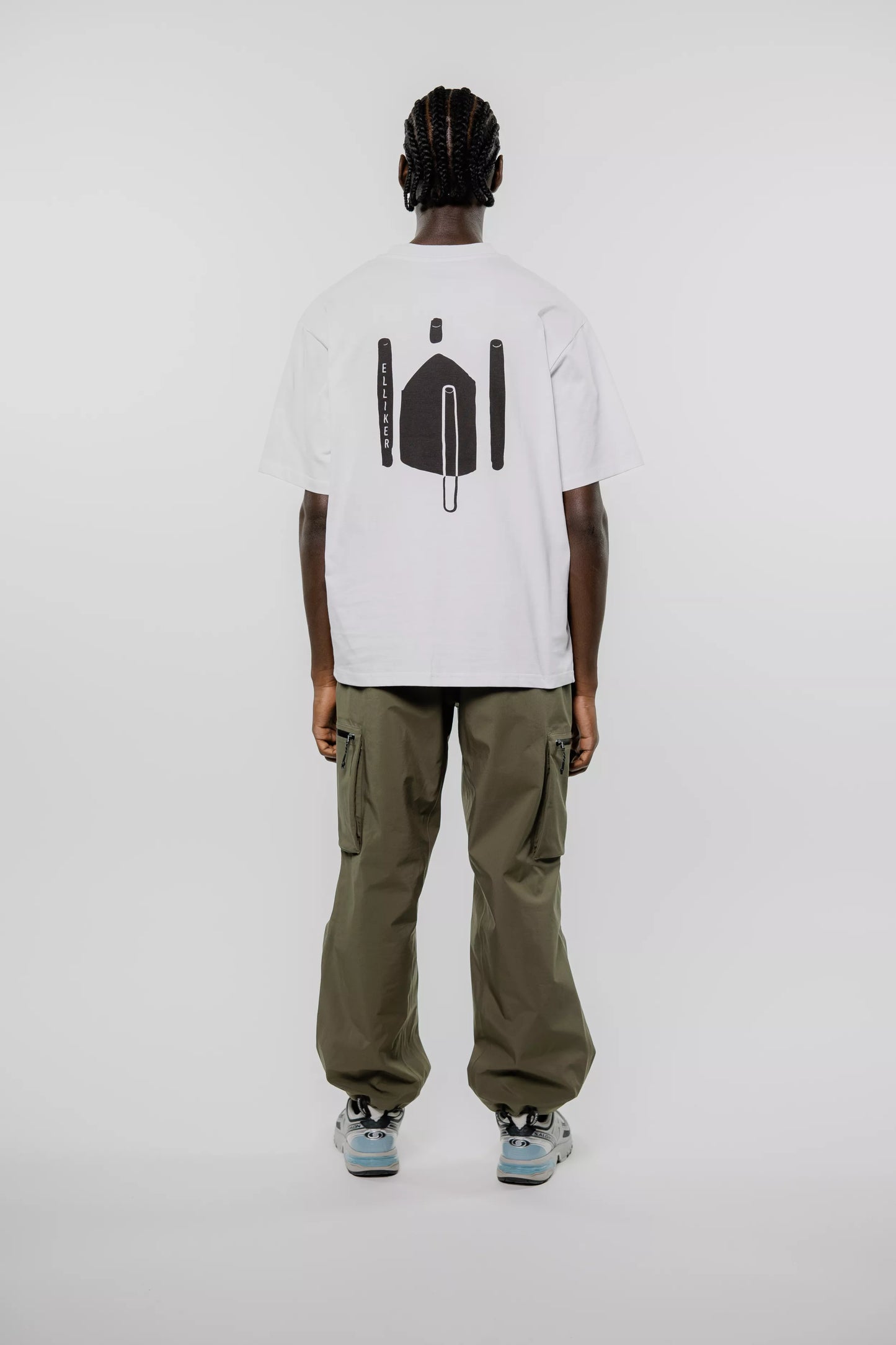 Elliker Rill Charcoal Print S/S Tee - White