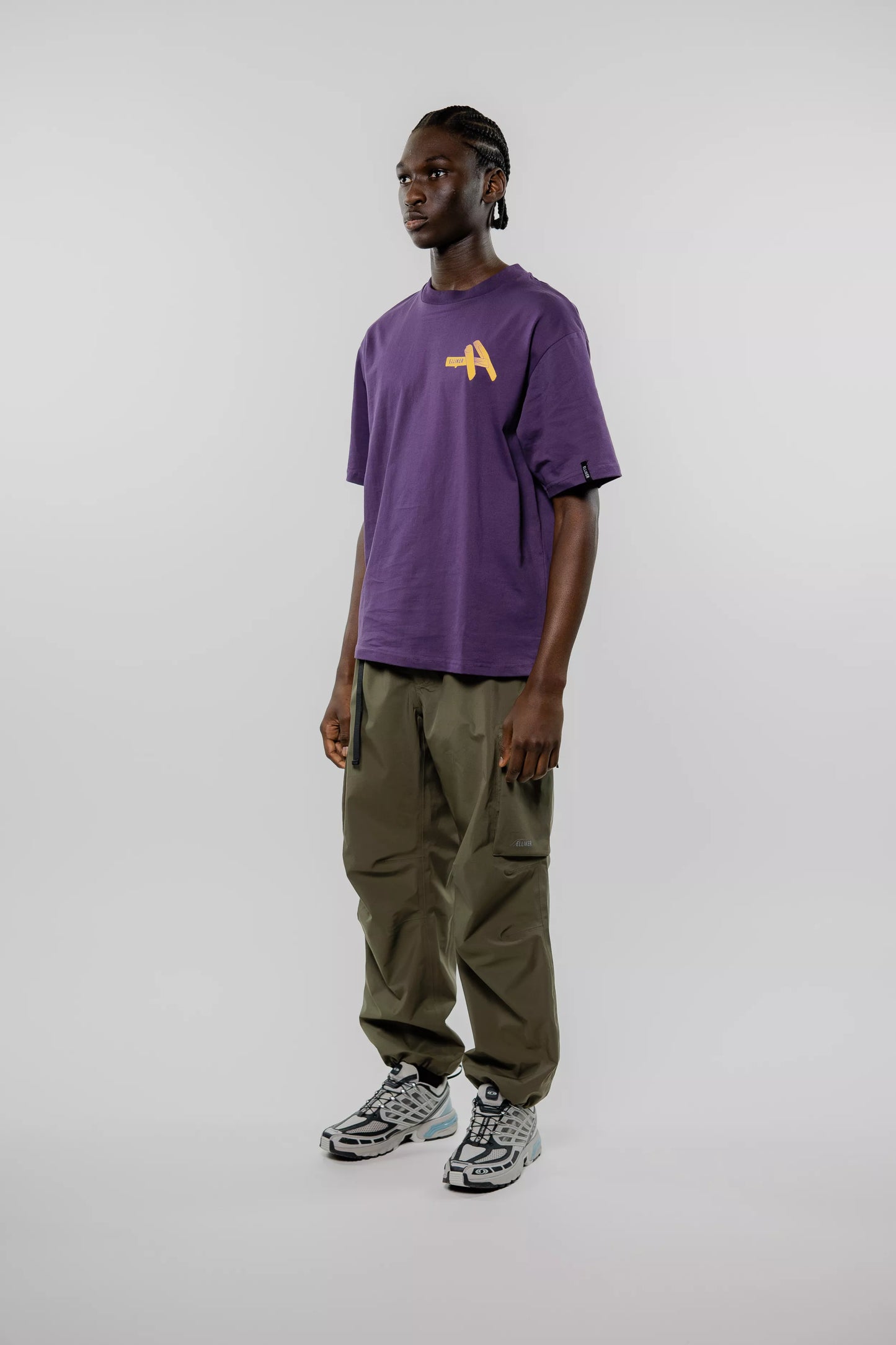Elliker Rill Charcoal Print S/S Tee - Purple