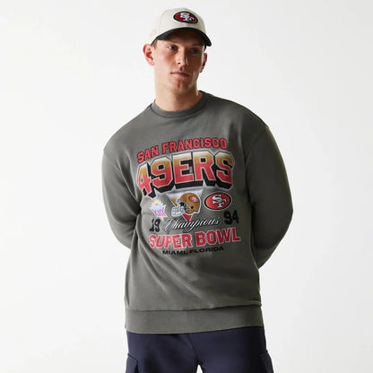 NFL Washed Super Bowl San Francisco 49ers Washed Oversized Crew - Grey