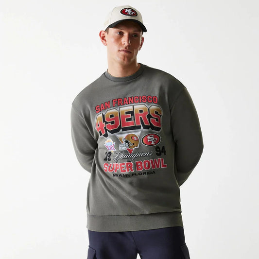 NFL Washed Super Bowl San Francisco 49ers Washed Oversized Crew - Grey