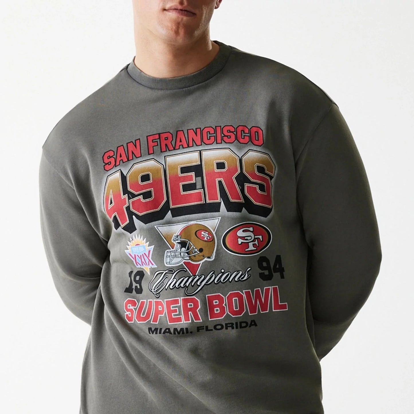 NFL Washed Super Bowl San Francisco 49ers Washed Oversized Crew - Grey