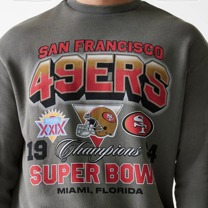 NFL Washed Super Bowl San Francisco 49ers Washed Oversized Crew - Grey