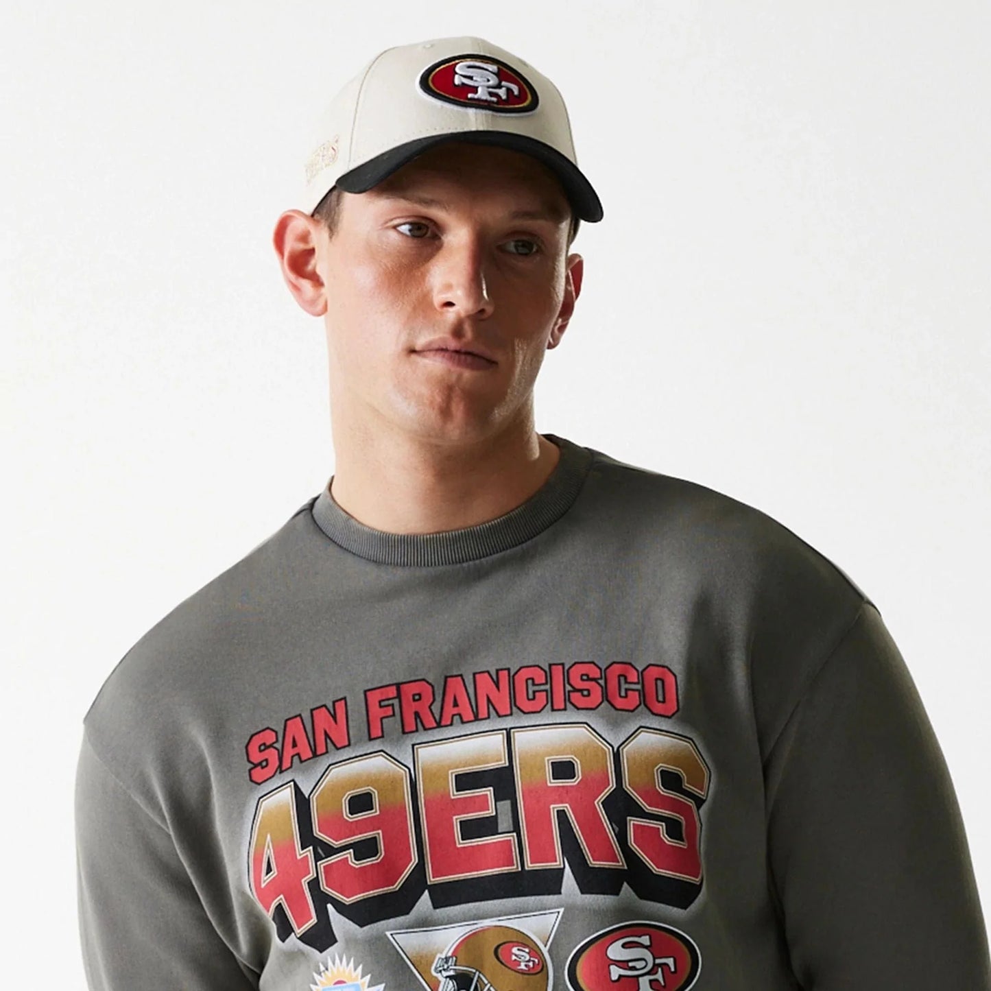 NFL Washed Super Bowl San Francisco 49ers Washed Oversized Crew - Grey