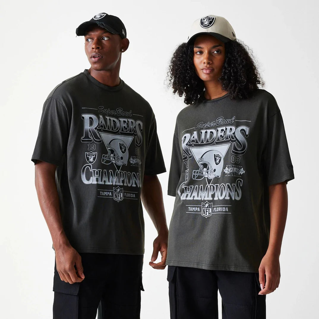 New Era NFL Washed Super Bowl Oversized T-Shirt Las Vegas Raiders - Grey