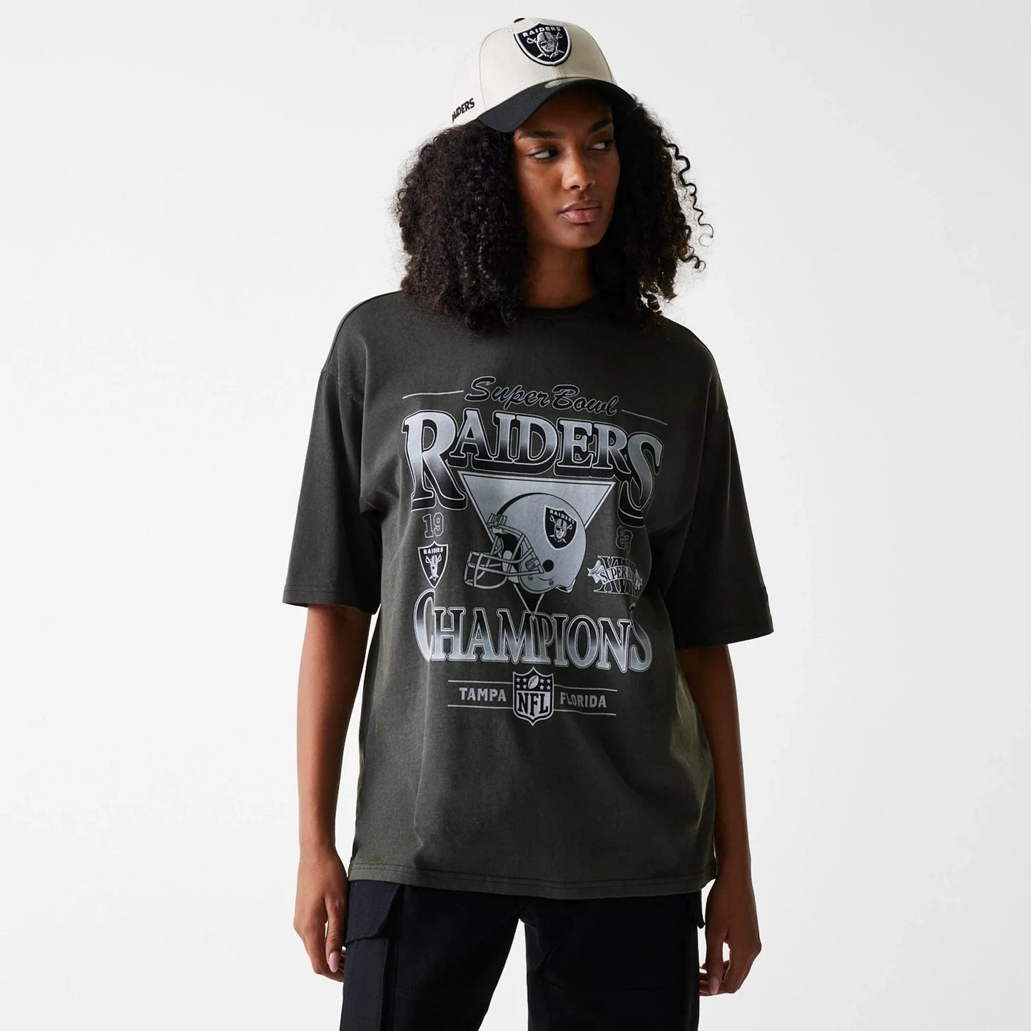 New Era NFL Washed Super Bowl Oversized T-Shirt Las Vegas Raiders - Grey