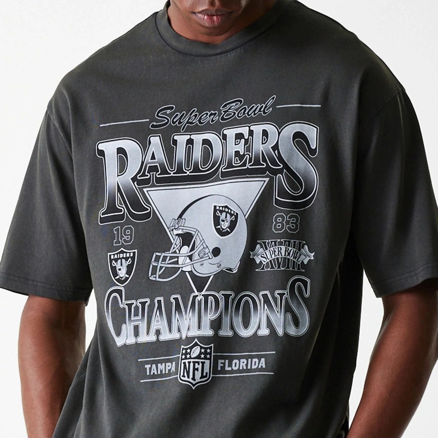 New Era NFL Washed Super Bowl Oversized T-Shirt Las Vegas Raiders - Grey
