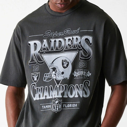 New Era NFL Washed Super Bowl Oversized T-Shirt Las Vegas Raiders - Grey
