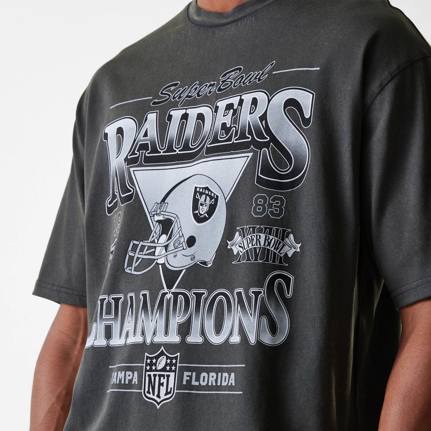 New Era NFL Washed Super Bowl Oversized T-Shirt Las Vegas Raiders - Grey