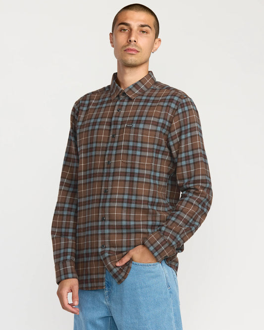 Caden Plaid Flannel Shirt - Brownstone