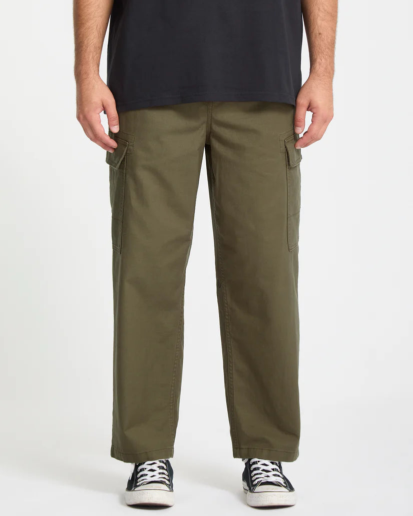 Billow Tapered Elastic Waist Cargo Pant - Sage Leaf
