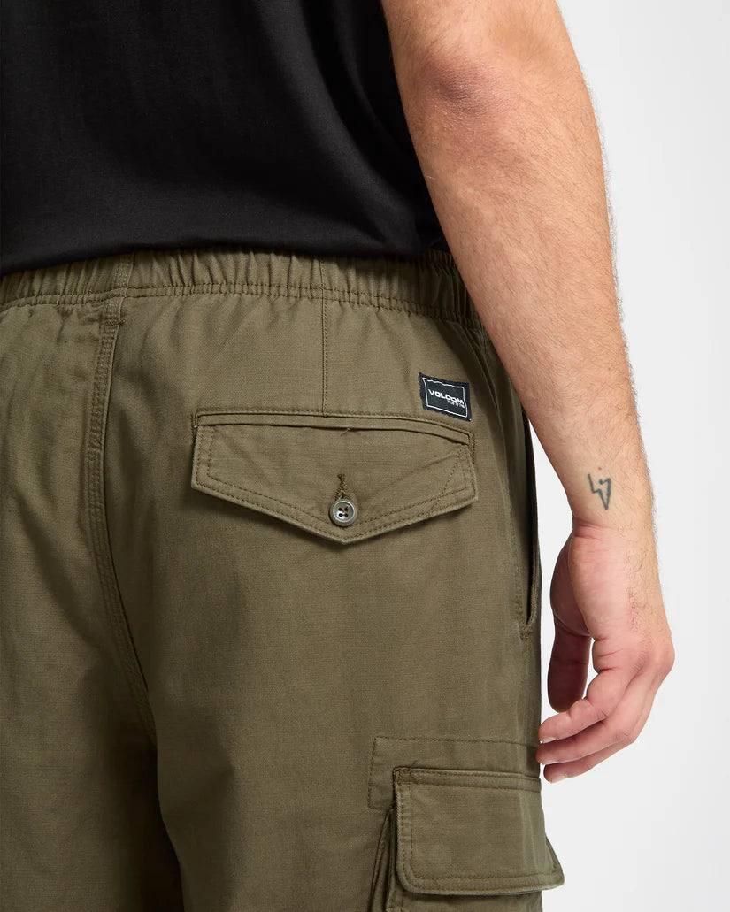 Billow Tapered Elastic Waist Cargo Pant - Sage Leaf