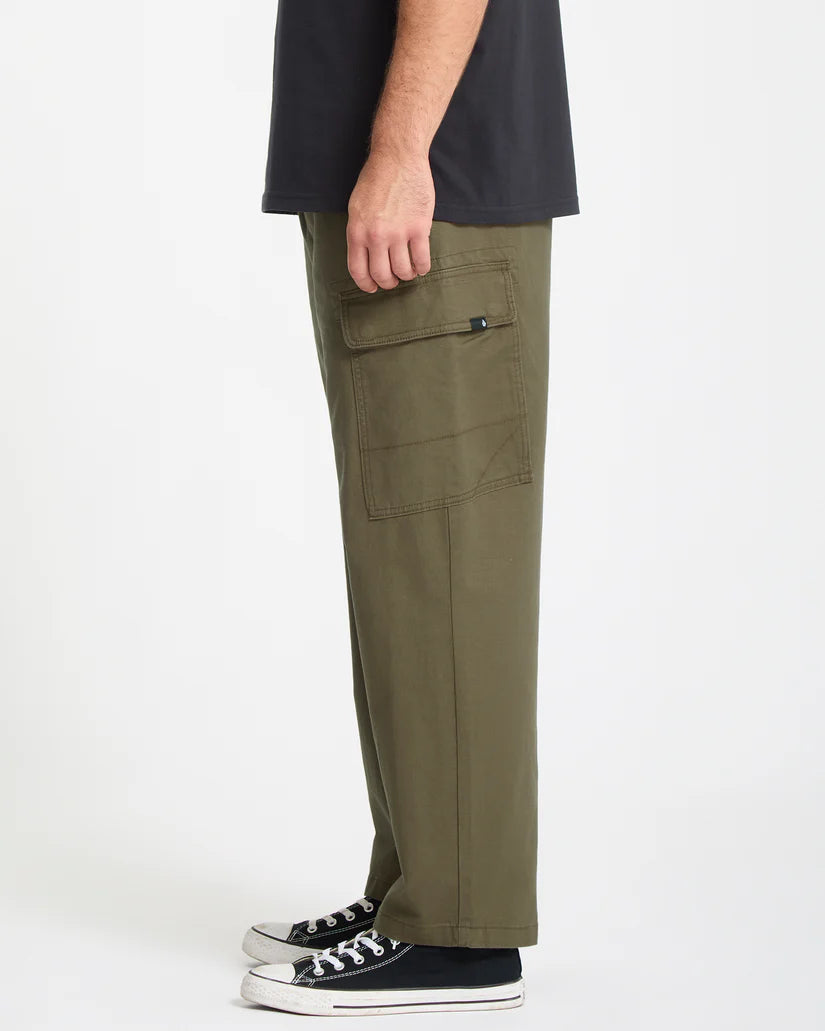 Billow Tapered Elastic Waist Cargo Pant - Sage Leaf