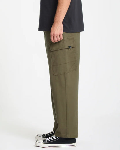 Billow Tapered Elastic Waist Cargo Pant - Sage Leaf
