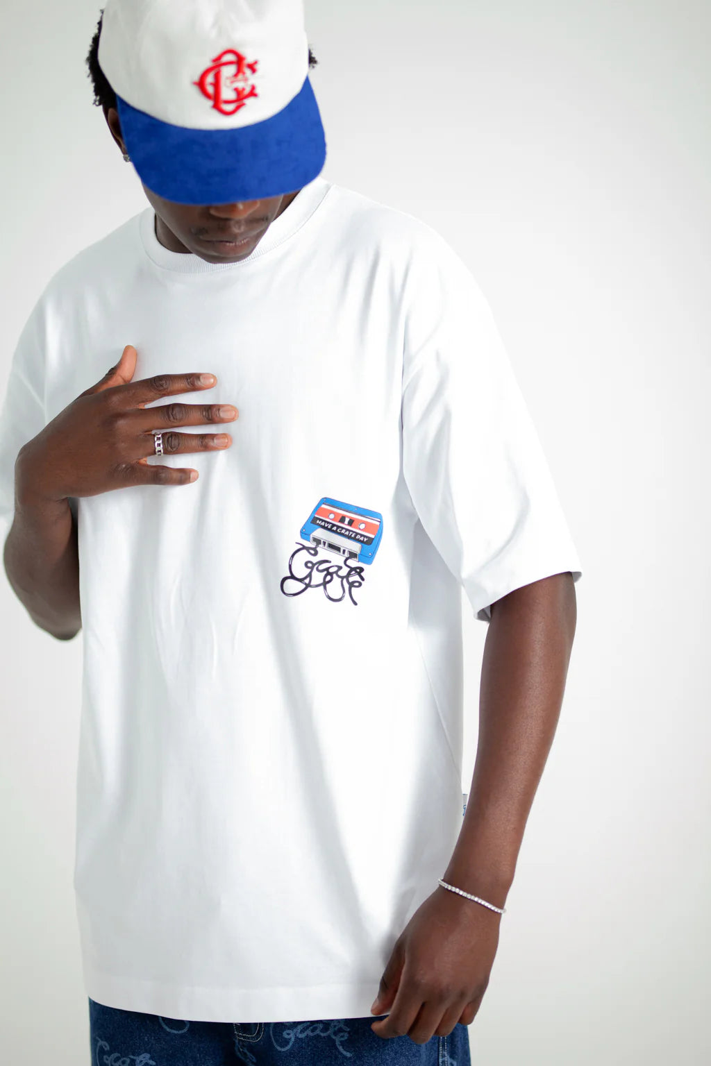 Crate Script Cassette Box Fit Tee - White