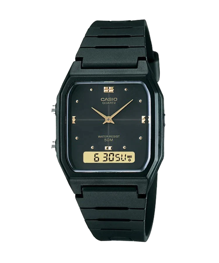 Casio Duo Gents BLK/BLK/GLD Face 50M WR