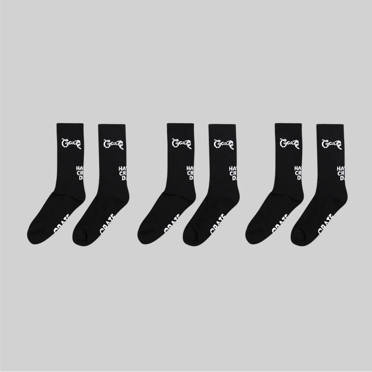 Crate Scripted Sock 3 Pack - Black